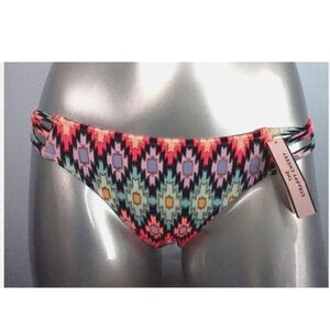 Victorias Secret Nwt Warm Ikat Foil The Strappy Cheeky Twisted Bikini Bottom XS